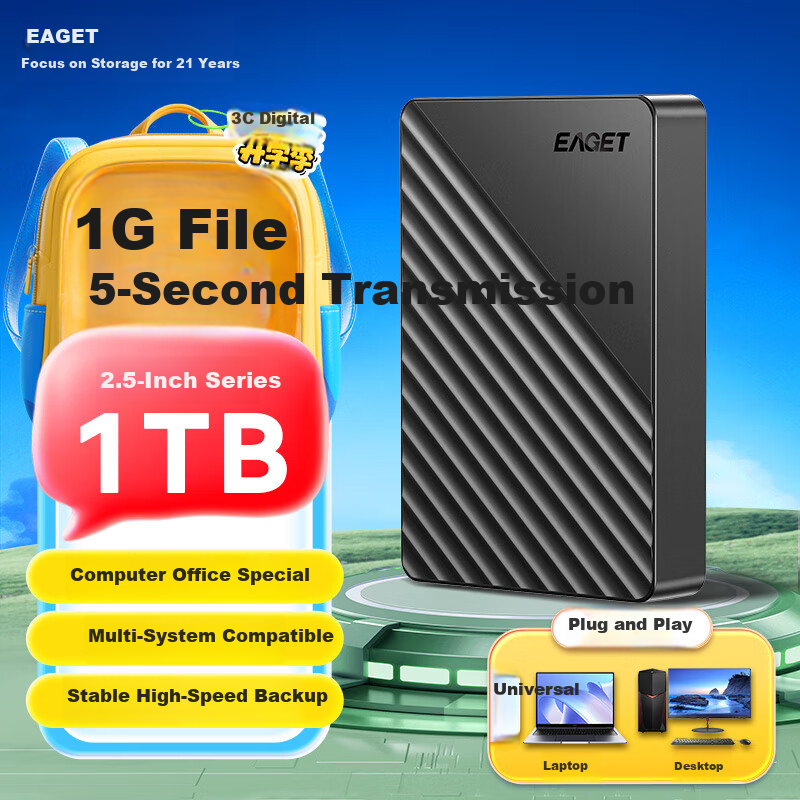 Внешний жесткий диск EAGET G28PRO, 1 ТБ, портативный накопитель данных, USB 3.0