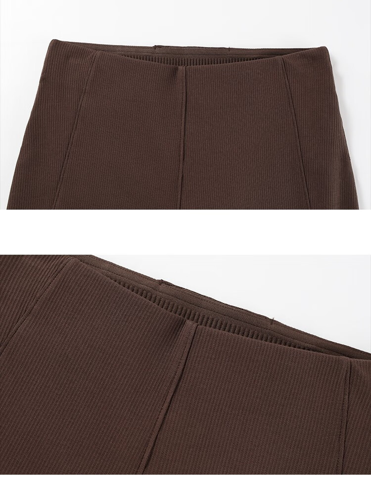 Crying Center Vertical Stripe Slimming Flared Yoga Pants Brown S 12