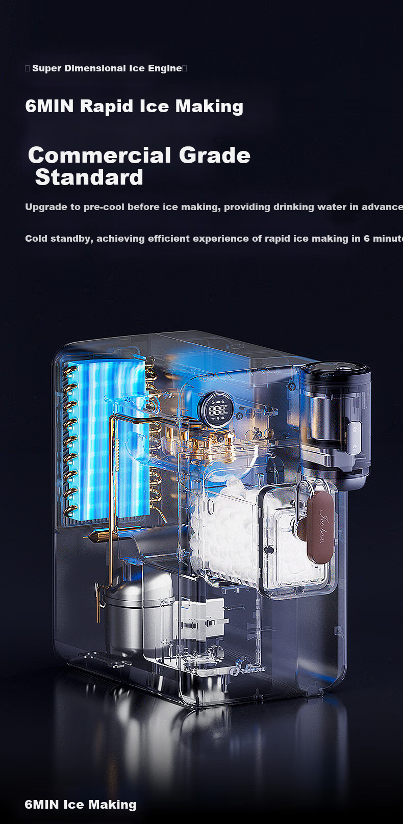 Zhuolang Ice Maker And Water Dispenser Combo, Coffee Machine with Ice Making Function, Countertop Instant Hot Water Dispenser for Home Use, Milk Frother, Direct Drinking Ice Maker, Cold And Hot All-In Ice Cube Machine, Americano Coffee Machine IH6 17