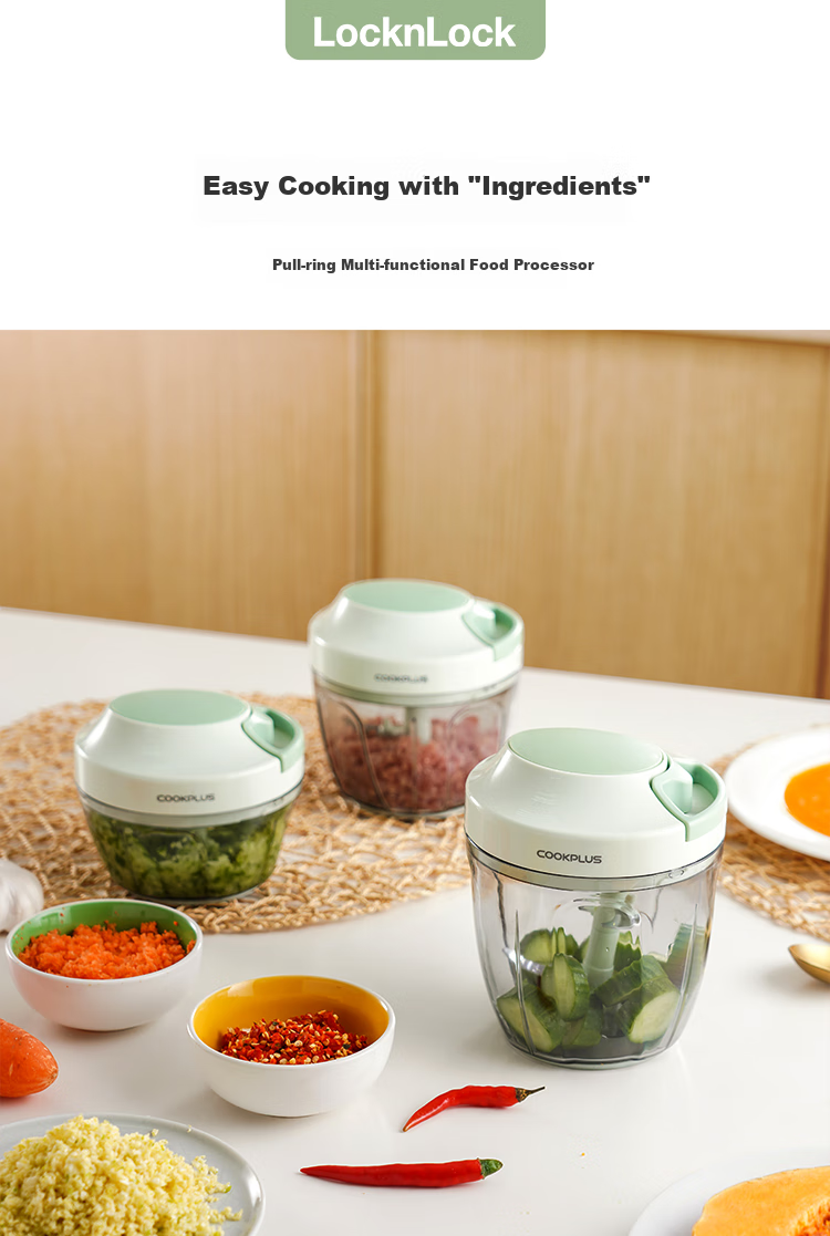 LOCK&LOCK Plastic Garlic Press Food Processor Meat Grinder Vegetable Masher Baby Food Grinder Blender Garlic Masher with 3 Blades 650ml 1