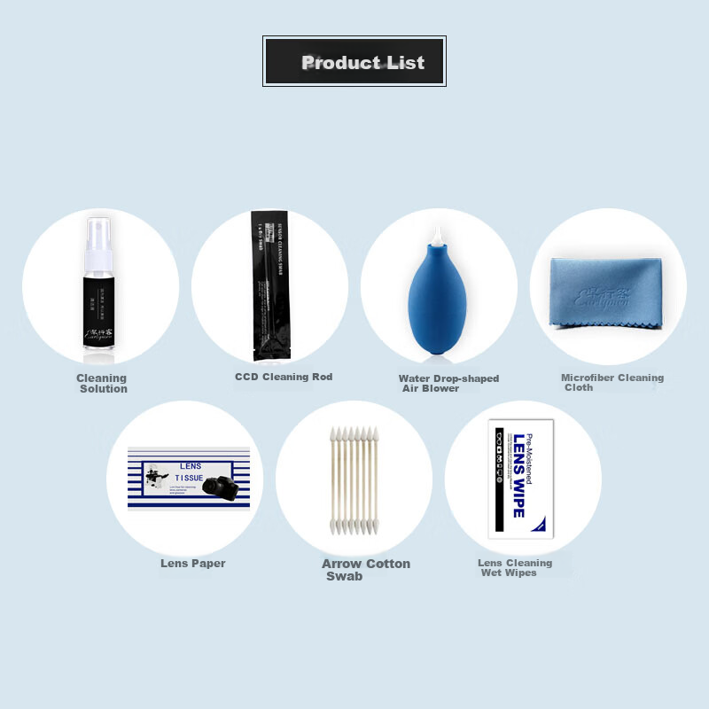 Earlymen Cleaning And Maintenance Kit for Cameras, Camcorders, Telescopes, Projectors, Lens Cleaning Tools, Air Blower, Cleaning Fluids, Cleaning Cloths, Wet Wipes, Cotton Swabs, Full-Frame Cleaning Rods And Others 3