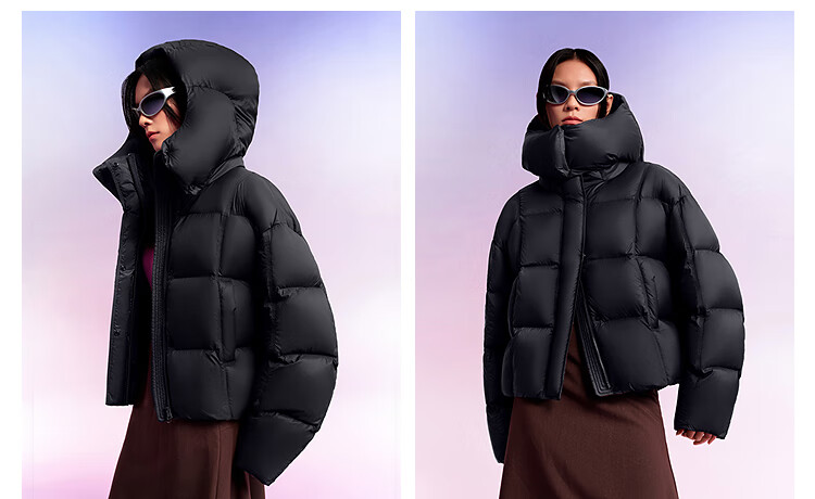 BOSIDENG Off-Season Winter Puff Down Jacket Women 90% Down Thickened Detachable Hood Loose Short Lazy Style Coat 18