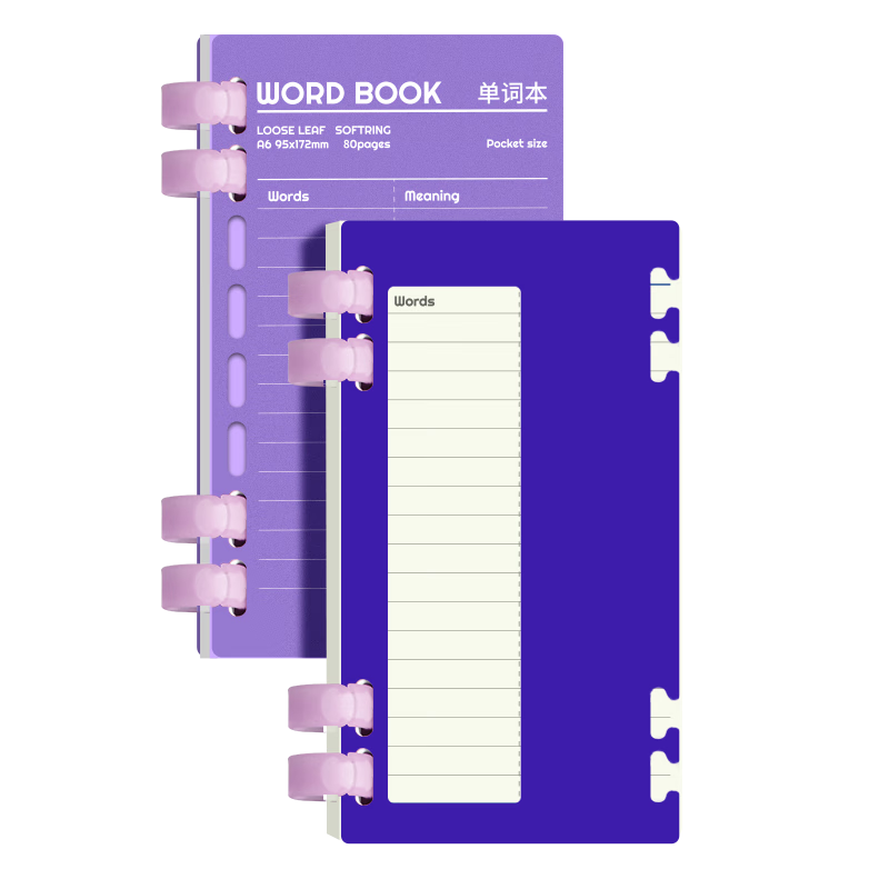 Dolly Doctor A6/80-Pocket English Vocabulary Notebook with Privacy Cover Word Memorization Tool