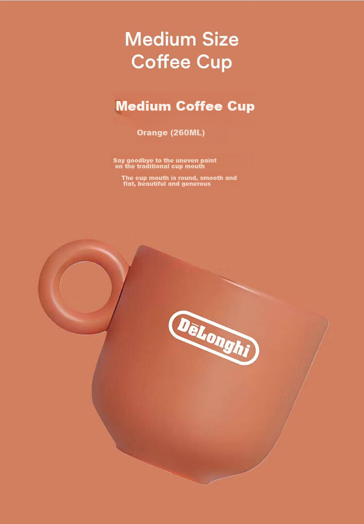 Delonghi Coffee Machine, Ceramic Mug, Stylish Colorful Italian-Style Coffee Cup Gift Box for Men And Women, Three-Piece Set (100ML + 260ML + 340ML), Accessory Gift 5
