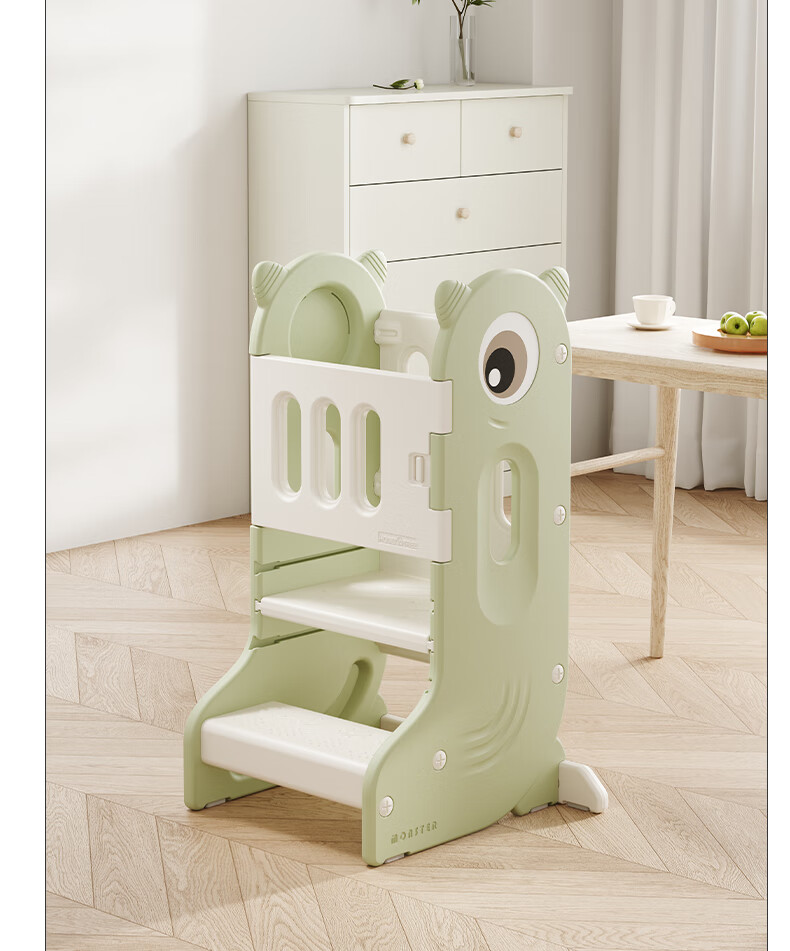 HOBBY TREE Learning Tower Baby Washstand Step Stool Children's Small Chair Footstool Baby Wash Basin Step Stool Cardamom Green 3