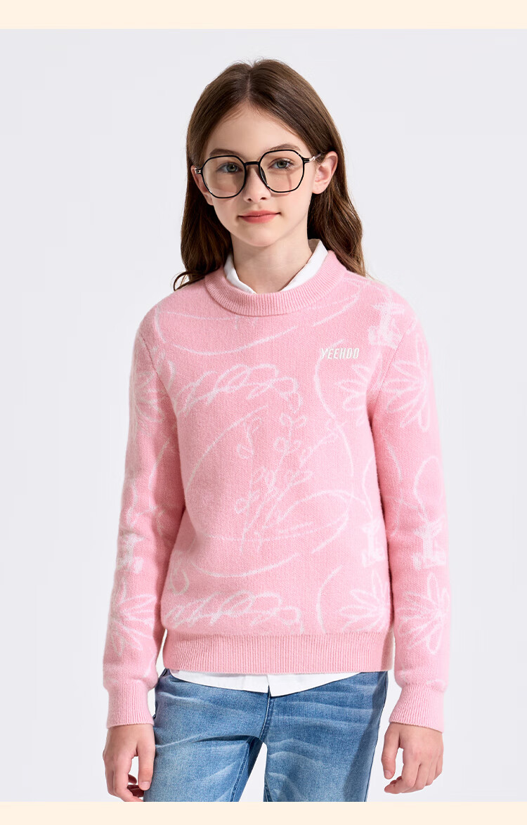 YEEHOO Kids Wool Sweater Boys and Girls 100% Wool Long Sleeve Crew Neck Fashion Spring Dark Gray 160 3