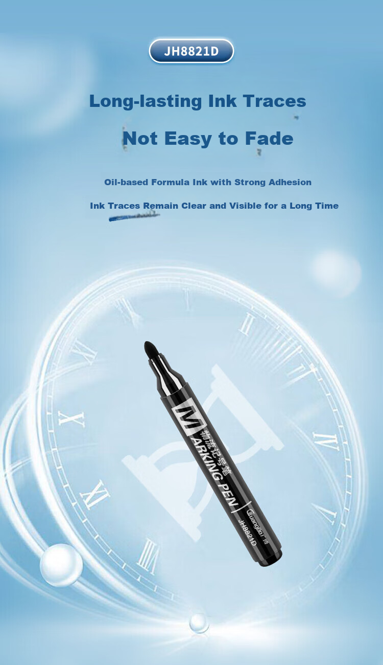 GuangBo Oil-Based Marker Pen, Black Large Tip Chalky Pen, Logistics Express Package Warehouse Special Use, Poster Sign-In Pen, Office Supplies, 10 Pcs/box JH8821D 4