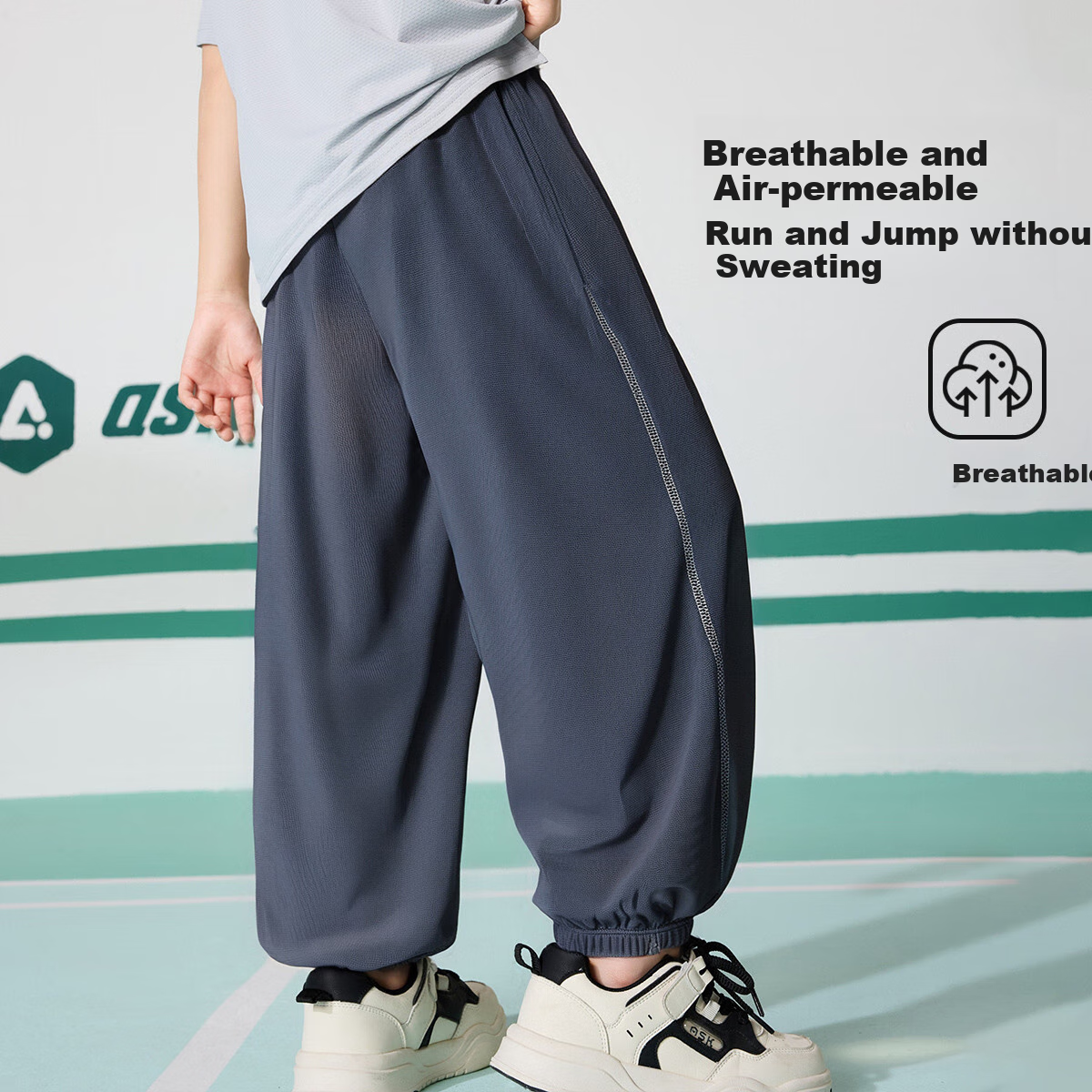 ASK JUNIOR Children's Pants, Summer Youth Skin-Friendly Running Sports Casual Pants, Unisex Tapered Leg Pants with Mosquito-Repellent Features 4