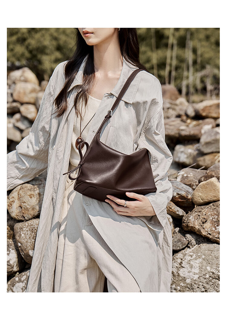 Nalandu Full Moon Commuter Tote Bag Women's 2025 New Minimalist Hobo Bag Vegetable Tanned Leather Crossbody Bag Gift for Girlfriend 3