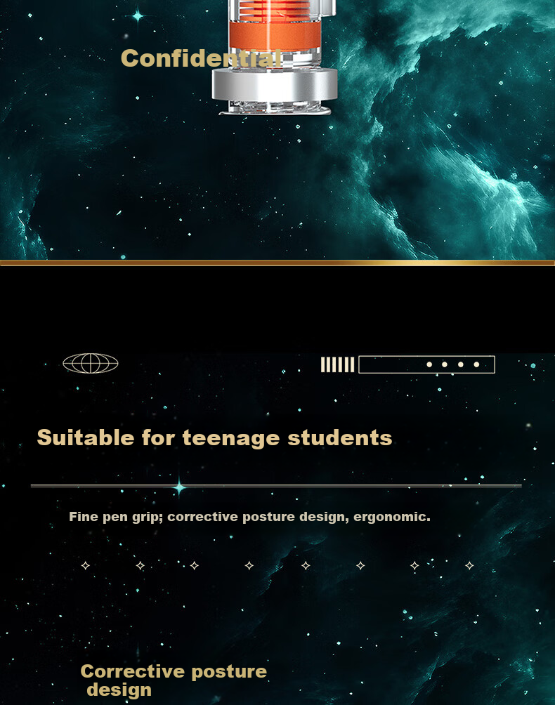 Dianshi Space Capsule Retractable Fountain Pen, Small Capsule Door for Third Grade Elementary School Students' Homework, Back-To Season Handwriting Practice, Fine Nib, Non-Spilling Ink, 7158 (Blue Barrel - Black Ink Cartridge), 1 Pen with 5 Ink Cartridges 14