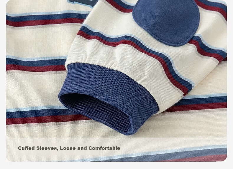 DAVE & BELLA Children's Long-Sleeve T-Shirt, Autumn Boys' Casual Cotton Top, Striped Undershirt 4