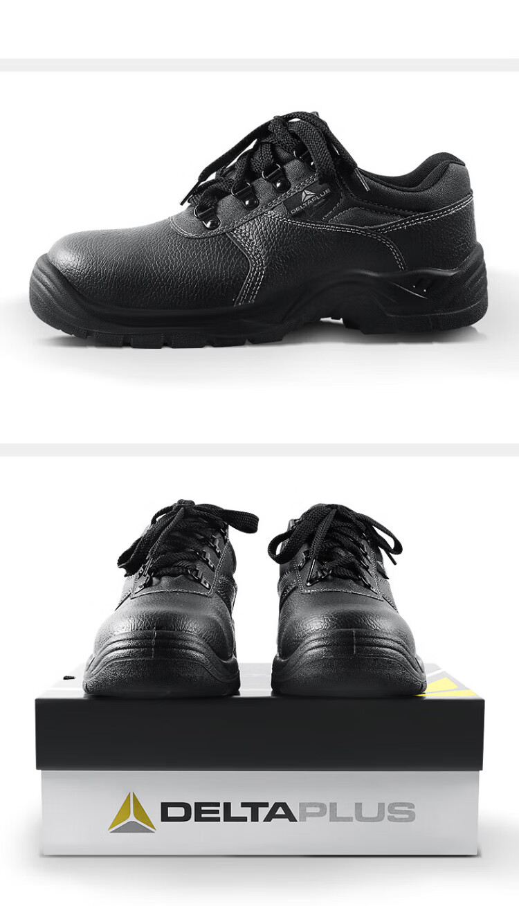 DELTAPLUS Tiger 2nd Generation Cowhide Low-Cut Safety Shoes Anti-Smash Anti-Puncture Anti-Static 301518 Black Size 45 1