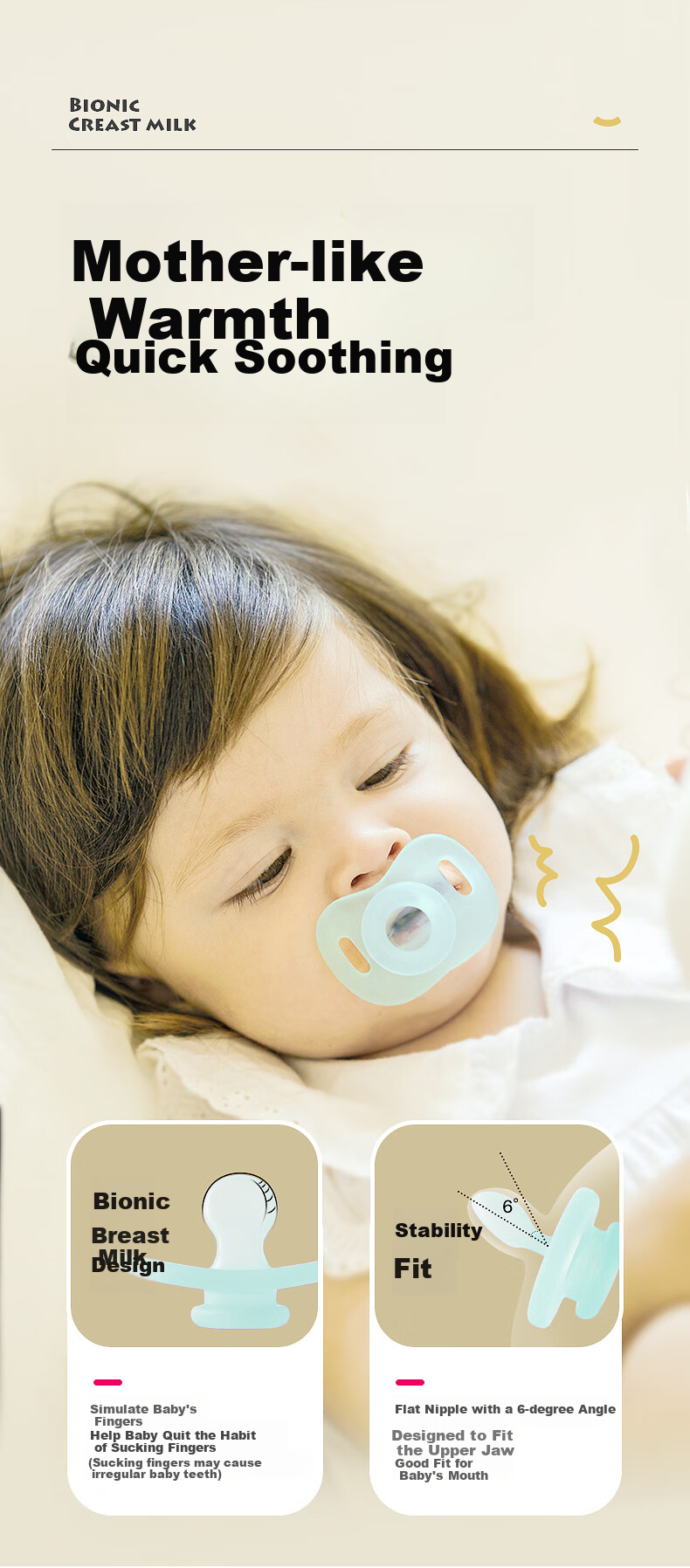 Xiaoyaxiang Pacifier, Silicone Ultra-Soft, for Newborns 6 Months And Above, Sleep Aid, Anti-Colic (Flat Head), with Storage Box 7