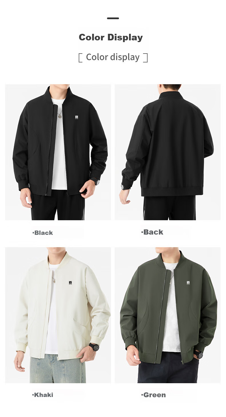 ROMON Jacket for Men, Autumn Sports Baseball Uniform, Casual Menswear, Outdoor Outerwear, ZH2402, Off-White, 4XL 4