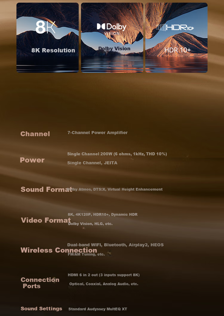 MARANTZ CINEMA60 Home Theater, 7.2 Channel AV Amplifier, Imported HEOS Lossless Music Streaming, 8K Dolby Atmos DTS:X Sound Effects, HDMI 2.1, Bluetooth, WIFI, Black 3