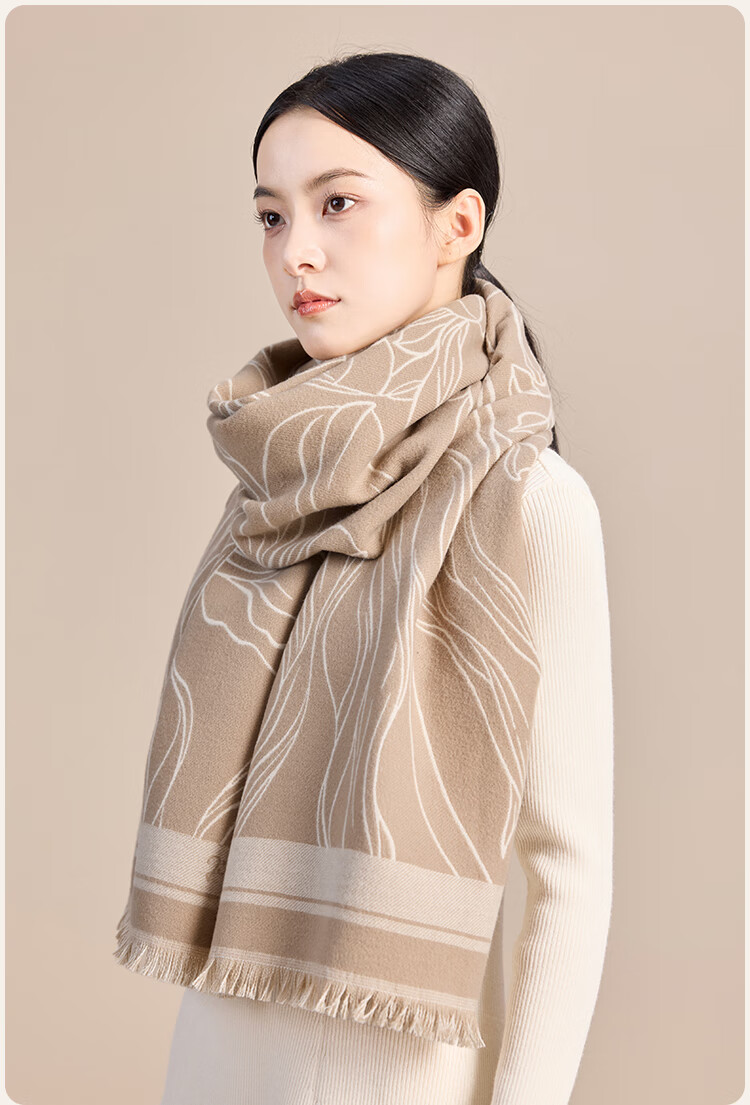 JIUMU Pure Wool Scarf for Women, Autumn And Winter Warm Shawl, Gift for Girls Or Mothers, Christmas Birthday Present, Gift Box Packaging 9