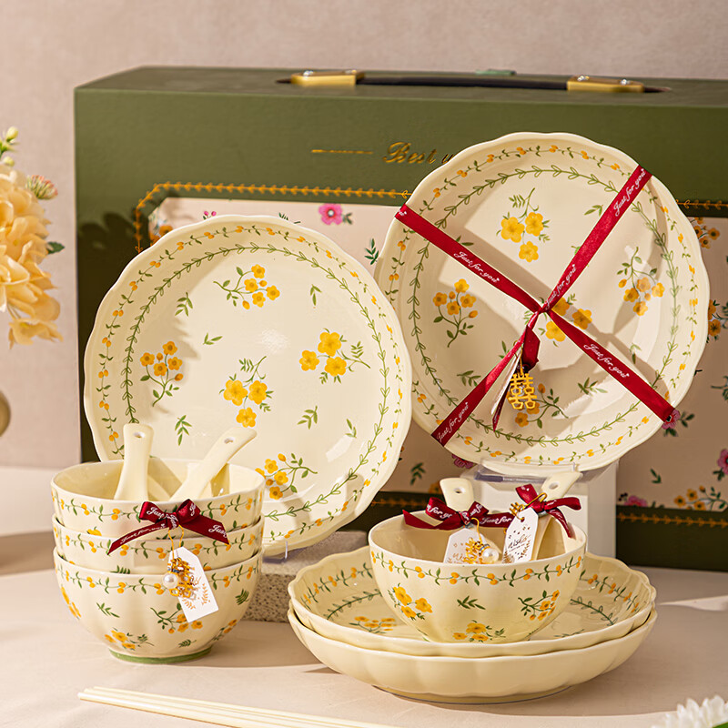 Jasen Fresh Tableware Set 2025 New Arrival Housewarming New Home Bowl Wedding Gift Practical Bowls and Plates