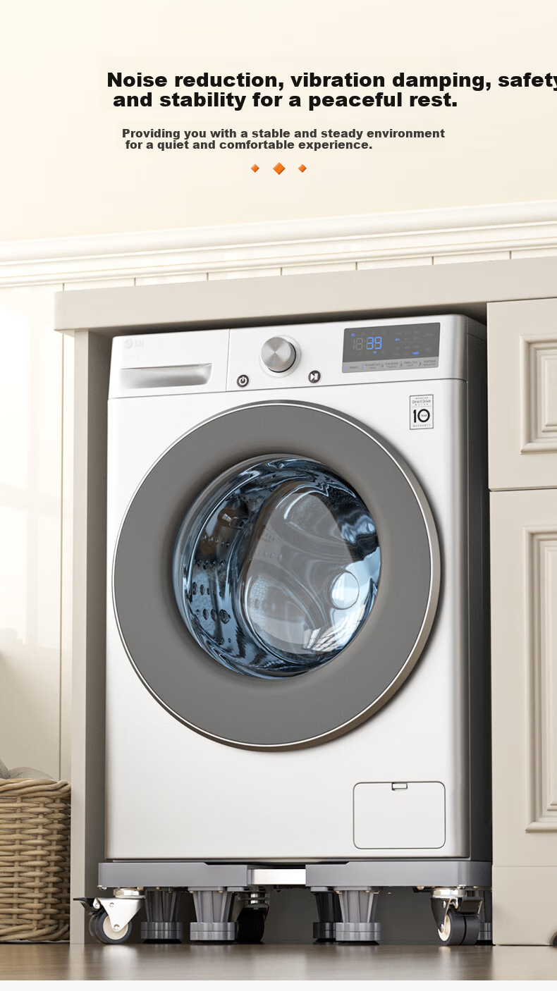 Jingjiayi Washing Machine Base Stand, Fully Automatic, for Top-Loading And Front-Loading Machines, Non-Slip And Shock-Absorbing Foot Pads, Refrigerator Movable Universal Wheels 11