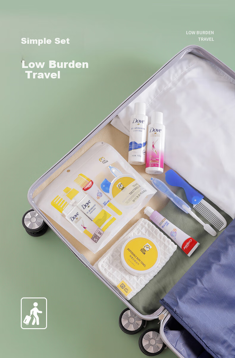 JOYTOUR Travel Toiletry Set Portable Toothbrush Toothpaste Towel Mouthwash Cup Wash Kit Five-Piece Set 2