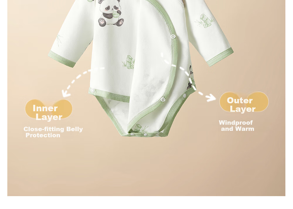 Beitaisi Baby Clothes, Spring And Summer Long-Sleeve Bodysuit, Newborn Infant Belly Protection Clothing, Small Age Pure Cotton Onesie 22