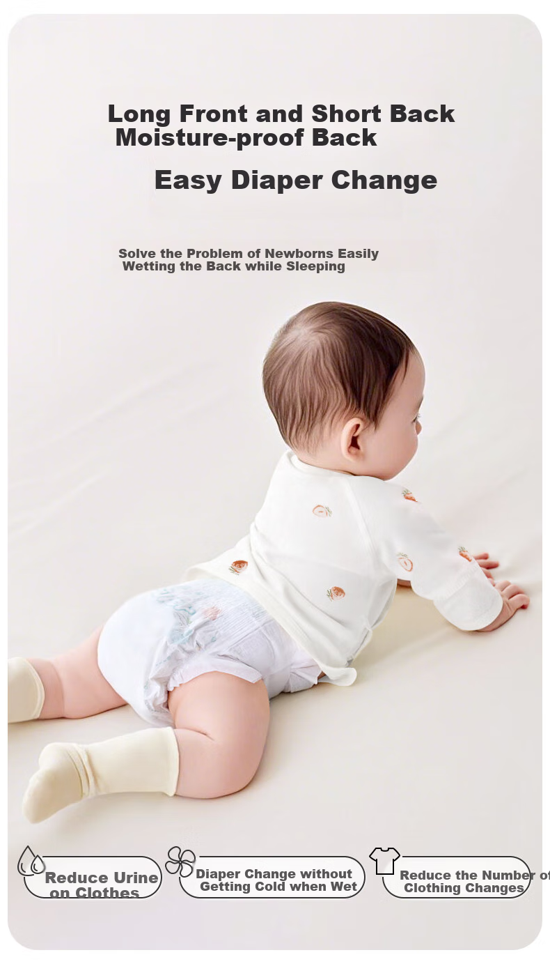 Aibaoshi Baby Clothes, Pure Cotton Spring And Autumn Half-Back Shirt, Infant Home Wear, Newborn Monk Robe, Penguin, Size 59, T133 20