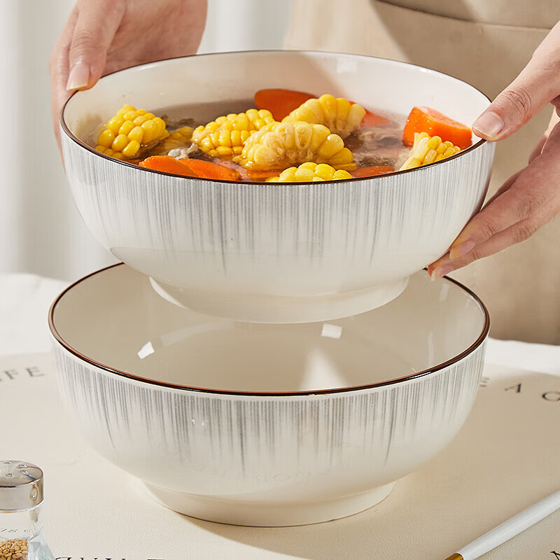 Chuanqi Ceramic Bowls, 6 Inches, Set of 2, Rice Bowls, Soup Bowls, Noodle Bowls, Large Bowls, Household Bowls And Plates, Tableware, Yinhe