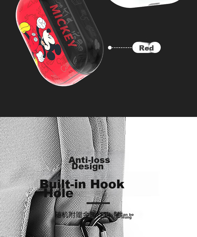 ESCASE AirPods Pro Second-Generation Protective Case, Apple Pro 2 Earphone Cover, Disney Mickey Cartoon Leather Texture Soft Trendy Men's Personalized Creative 2022 Model Gray 14