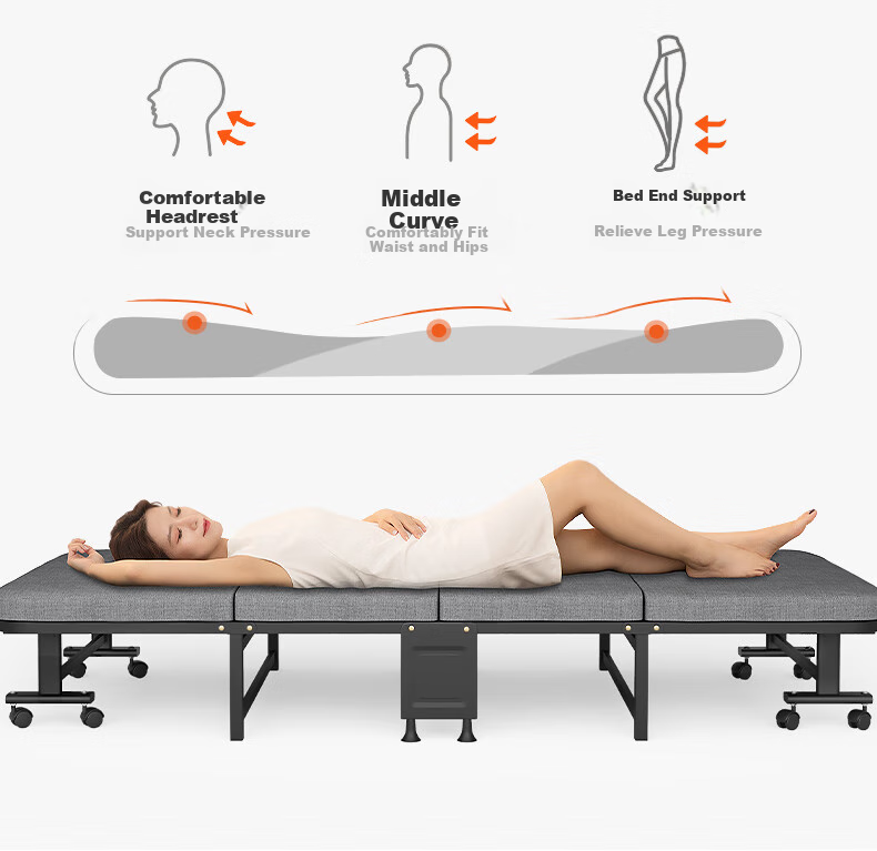 Wenna Folding Bed, Single Nap Bed for Office, Hard Board Bed, Military Cot, Hospital Accompanying Bed, Hard Four-Fold Bed 8070Y 6