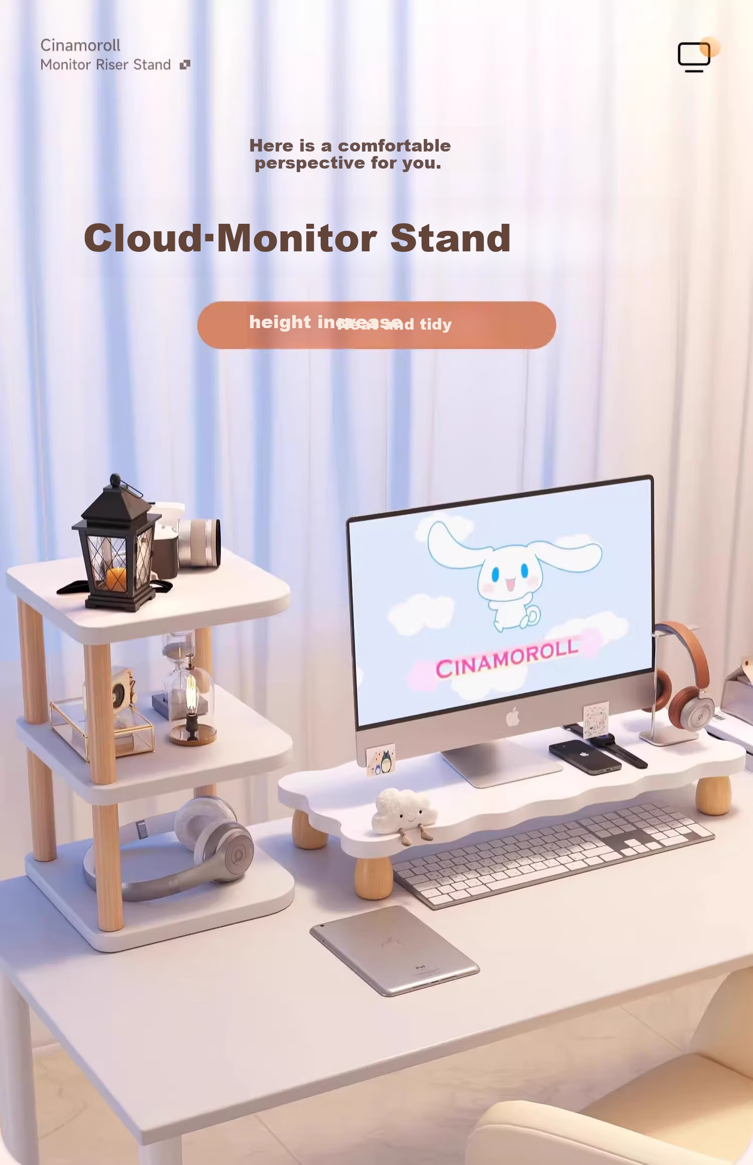 Mushuangfu Monitor Riser Stand, Computer Desk Organizer, Storage Rack, Laptop Stand 1