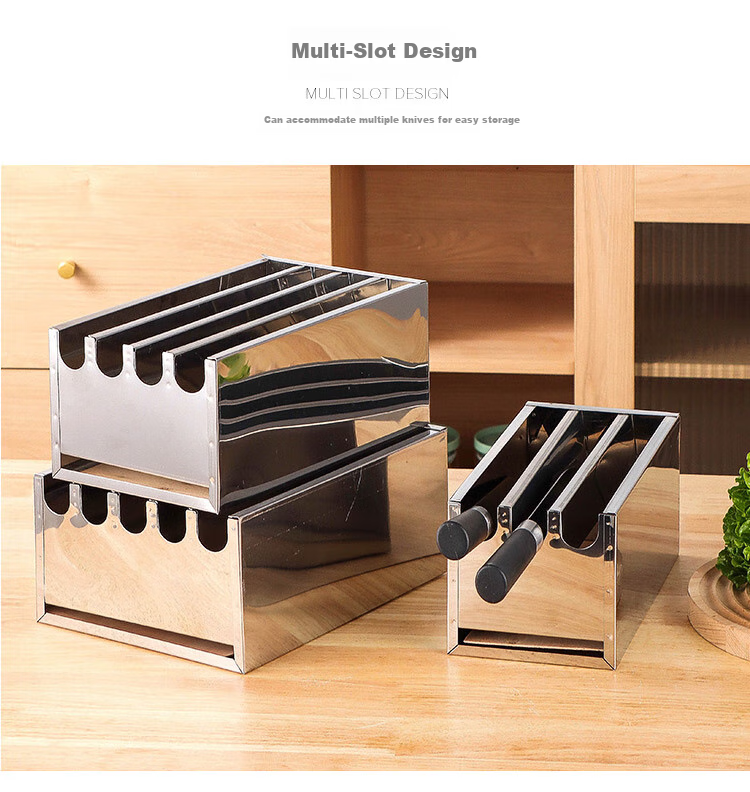 Quanshi Hotel-Specific Stainless Steel Knife Box, Commercial Knife Rack, Large Knife Holder with Lock, Storage Box, Organizer Shelf, 5 Compartments with Lid 3