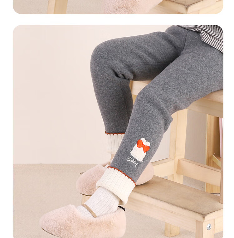BOBDOG Kids Fleece-Lined Thermal Leggings Winter Warm Girls Outerwear Pants Baby Plush Cotton-Lined Tights 9