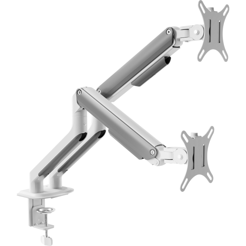 Brateck Beihu Dual-Screen Monitor Stand, Mechanical Arm One-To Computer Stand for Multi-Screen Extension, Desktop Clip-On Base, Screen Lifting Suspended Riser Stand E350-2 White