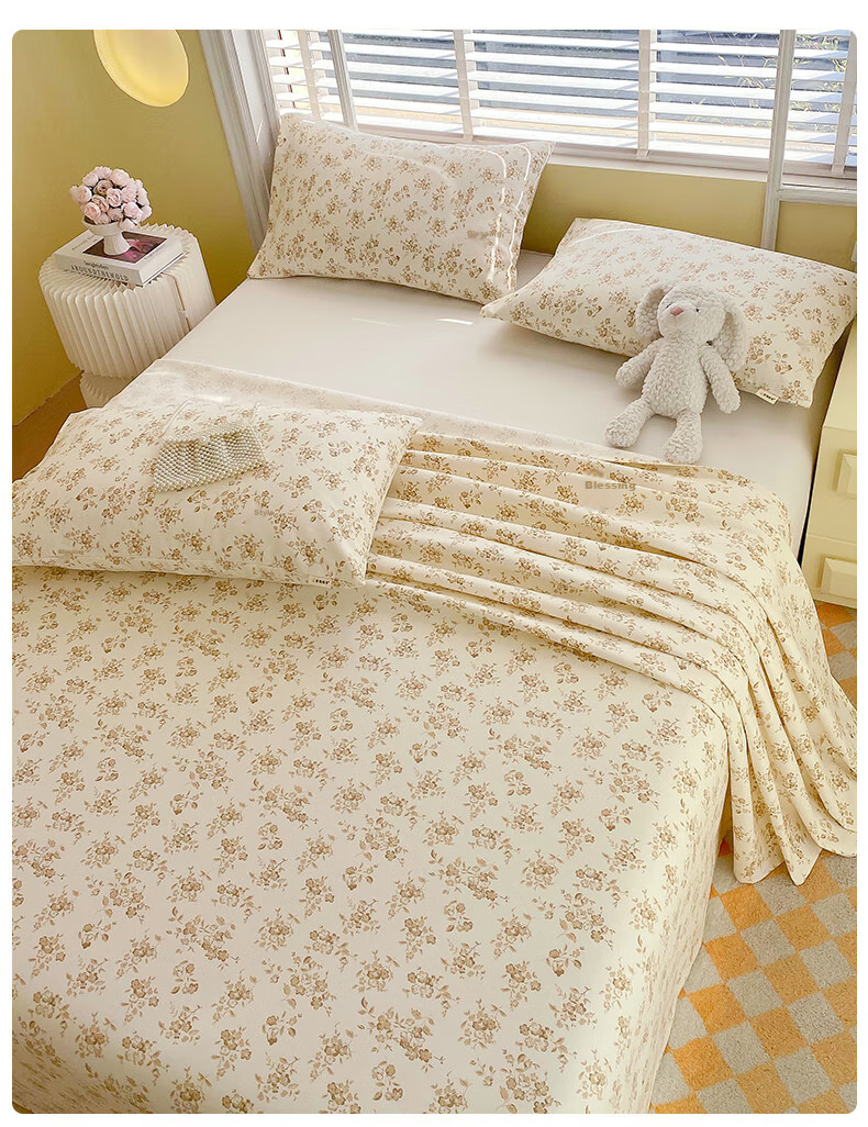 Hodo A-Type Pure Cotton Coarse Linen Bed Sheet, Single Piece, 100% Cotton Bed Cover, Thickened, for Single Or Double Bed, 230*245cm, Playful Desig 12