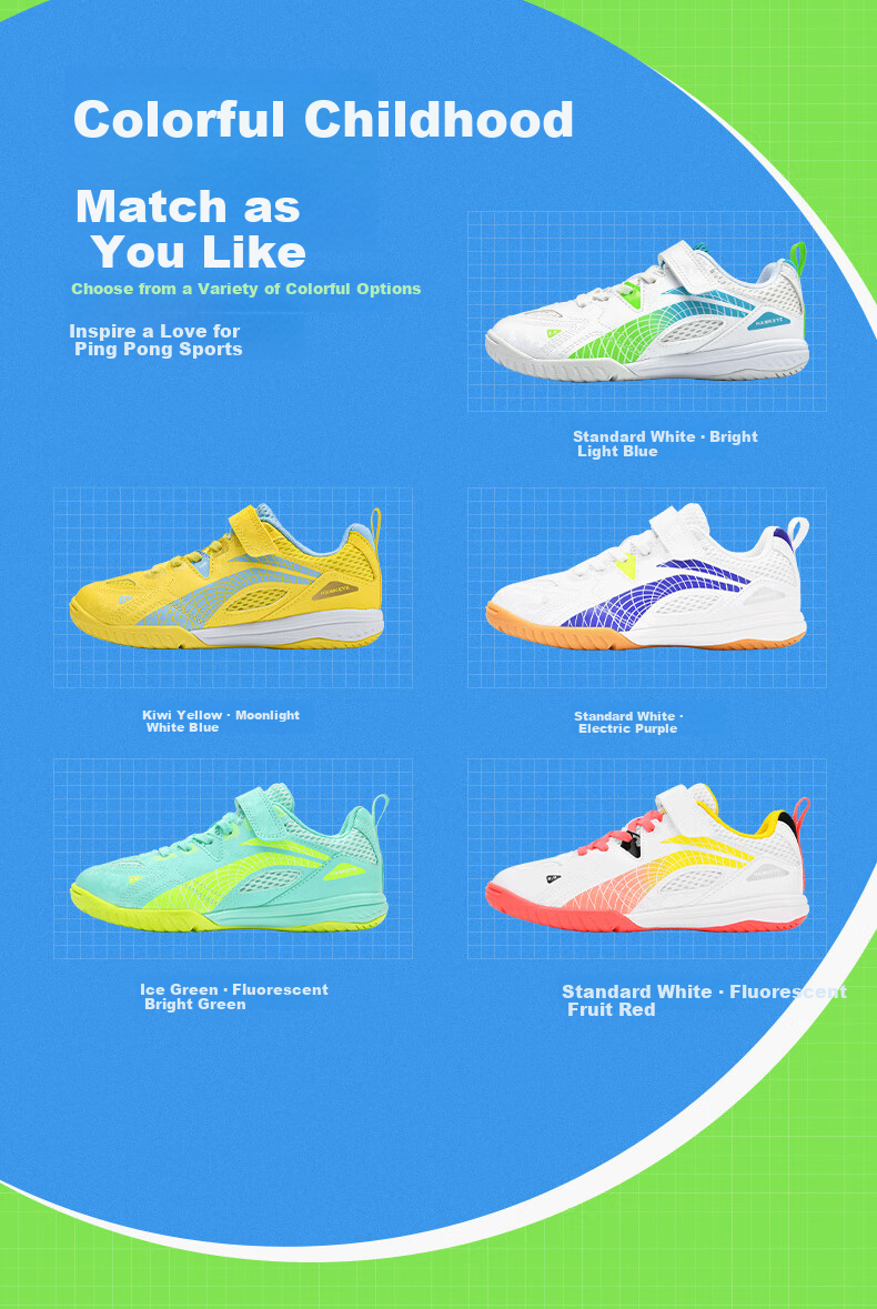 Li-Ning Table Tennis Shoes for Children, Yingyan 2.0 Breathable Shock-Absorbing Professional Competition Training Sports Shoes, Size 33 6