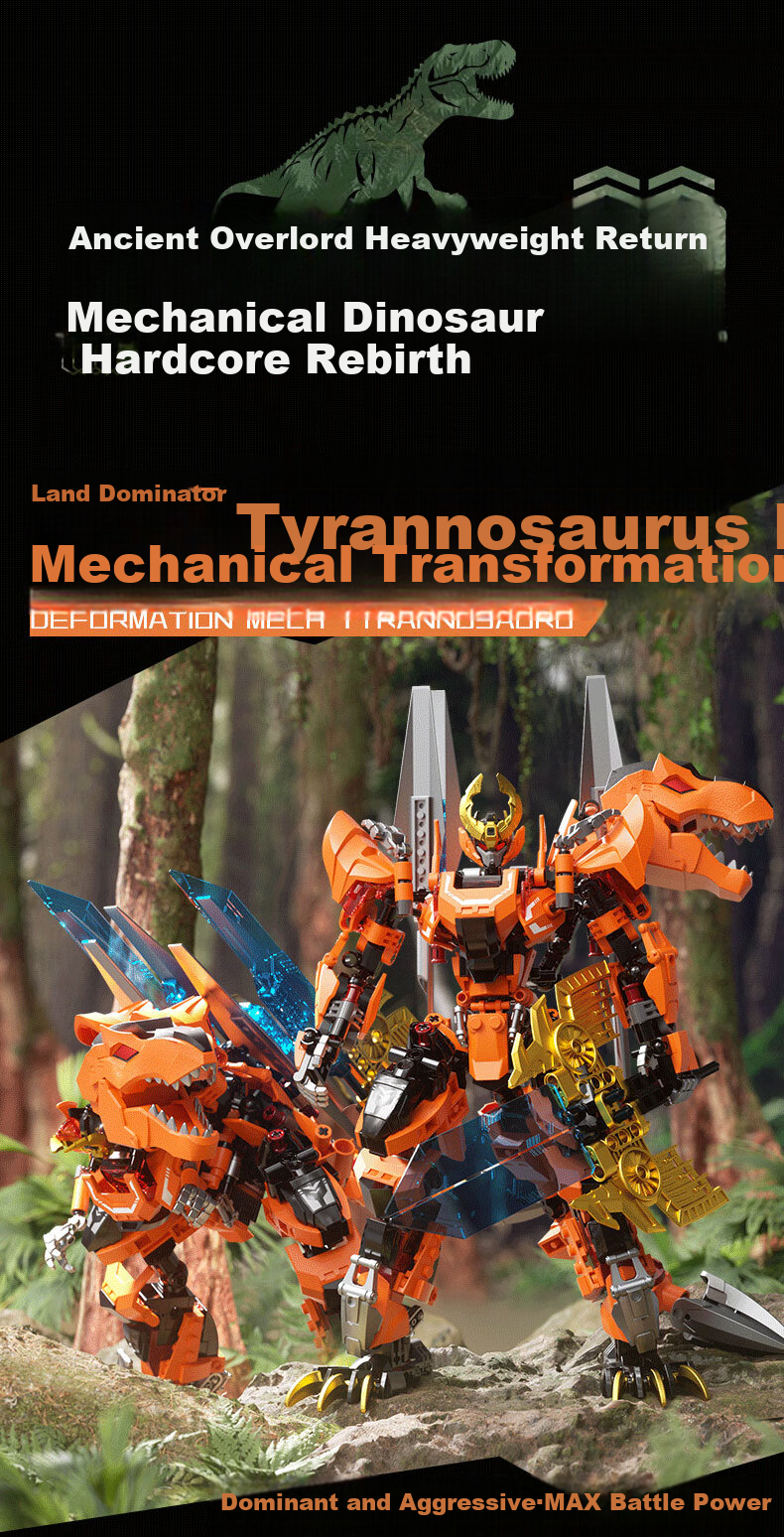 F5 Yilong Dinosaur Building Blocks, Transforming Robot, Direct Transformation Gundam Mecha, Children's Toy, Gift for Boys' Birthday 5