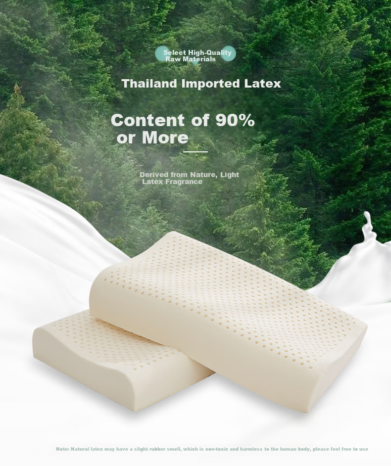 BEYOND Home Textile Latex Pillow, Thai Curved Cervical Pillow Core, Student Pillow, Single Pack, 50*30*9/7cm 3