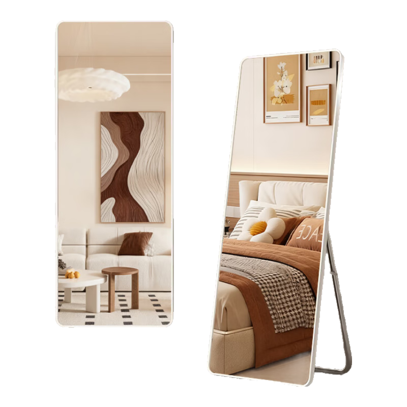 Millennium Mansion Full-Length Mirror Floor Mirror Wall-Mounted Dressing Mirror Explosion-Proof Clothing Store Fitting Room Simple White 80x180cm