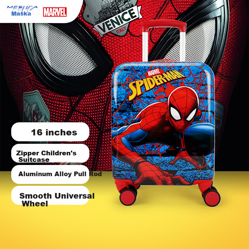 Детский чемодан Mesuca Disney Spider-Man, 16 дюймов, на колесиках, с сиденьем, для путешествий