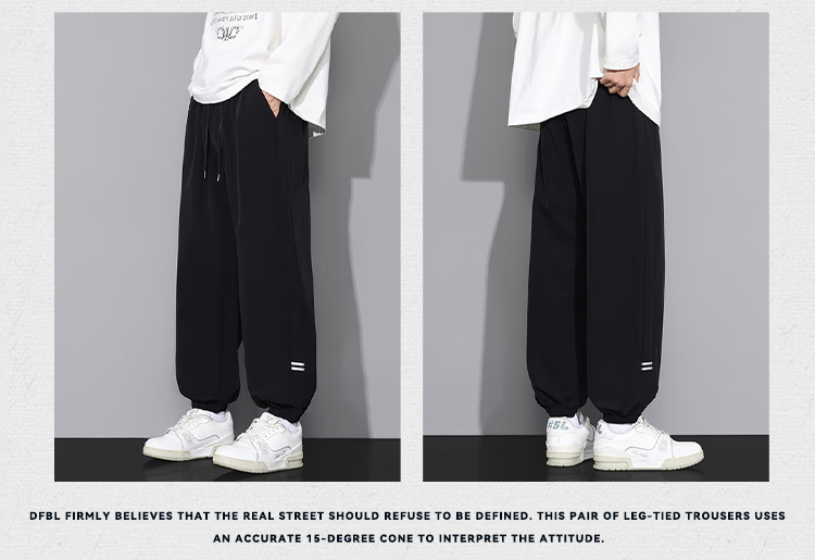 Dingfengbaoluo American-Style Casual Joggers for Men, Summer Loose Fit Retro Oversized Sports Trendy Versatile Long Pants QF93 Gray XL 7