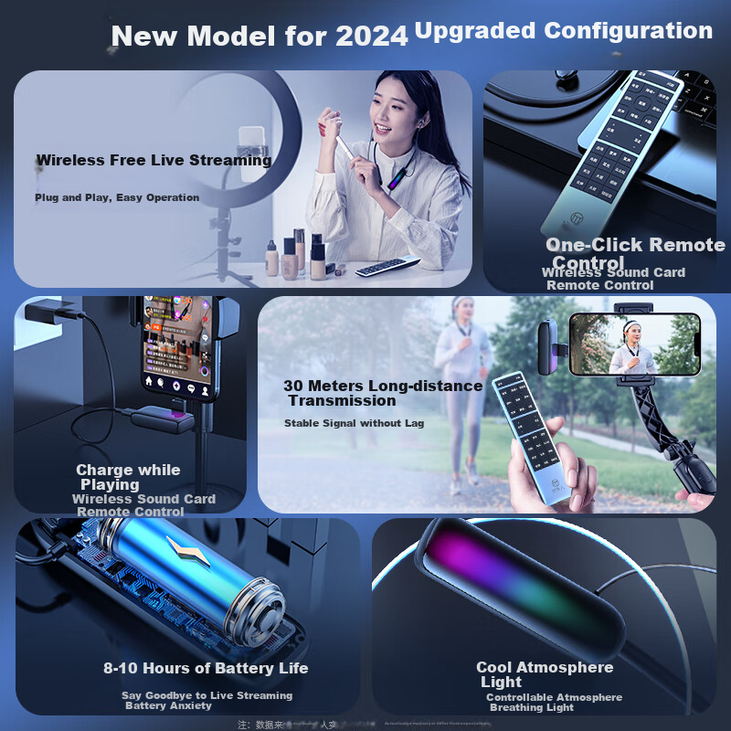 Haomuren Wireless Earphone Sound Card Microphone All-In Live Streaming Equipment Set, Internet Celebrity Douyin Host Product Promotion Singing Karaoke Mobile-Specific Neckband Bluetooth Headset with Ear Monitor