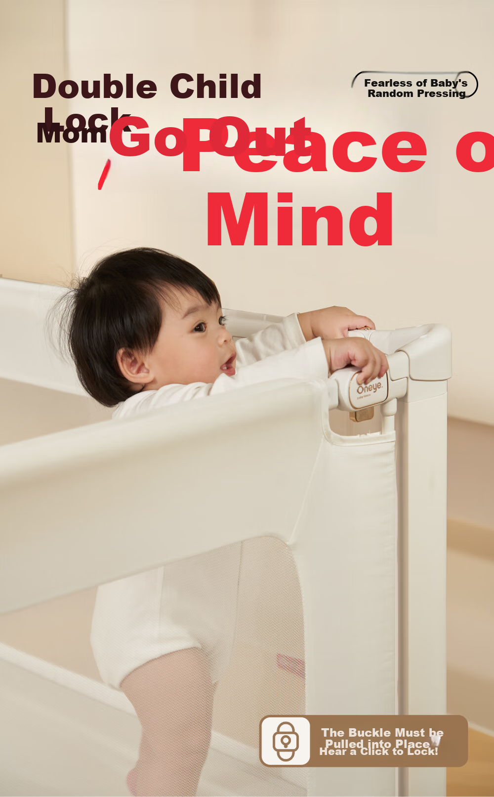 Wanya K3 Baby Bed Guardrail, Infant Fall Prevention Rail, Bedside Safety Barrier, Anti-Fall Board, Protective Rail, White Gold, 2.0m, One Side 18