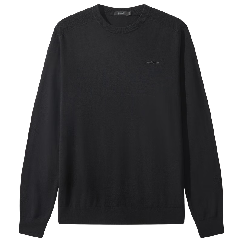CABBEEN 100% Combed Cotton Men's Long Sleeve Logo Embroidered High-Frequency Winter Simple Base Shirt