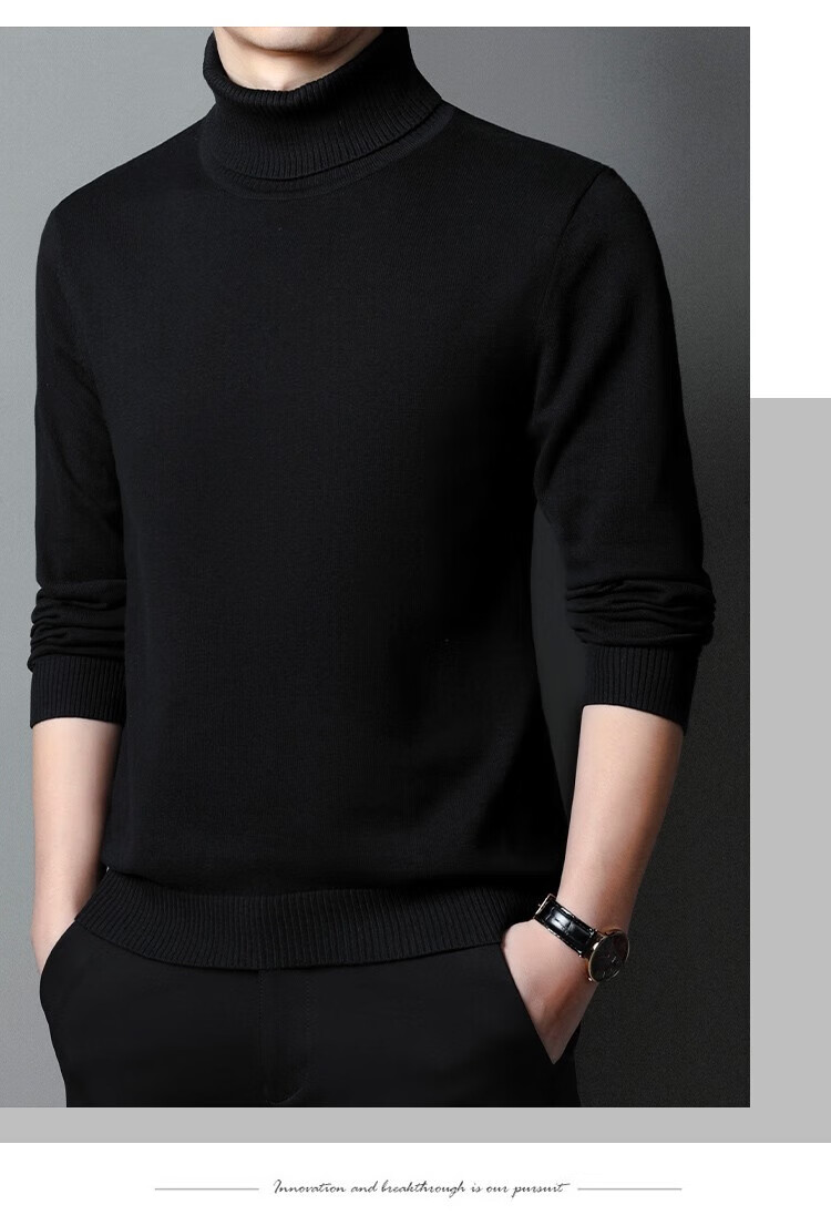 MULINSEN Men's Turtleneck Sweater Autumn Winter Warm Pure Cotton New Year Base Knitwear Wine Red XL 10