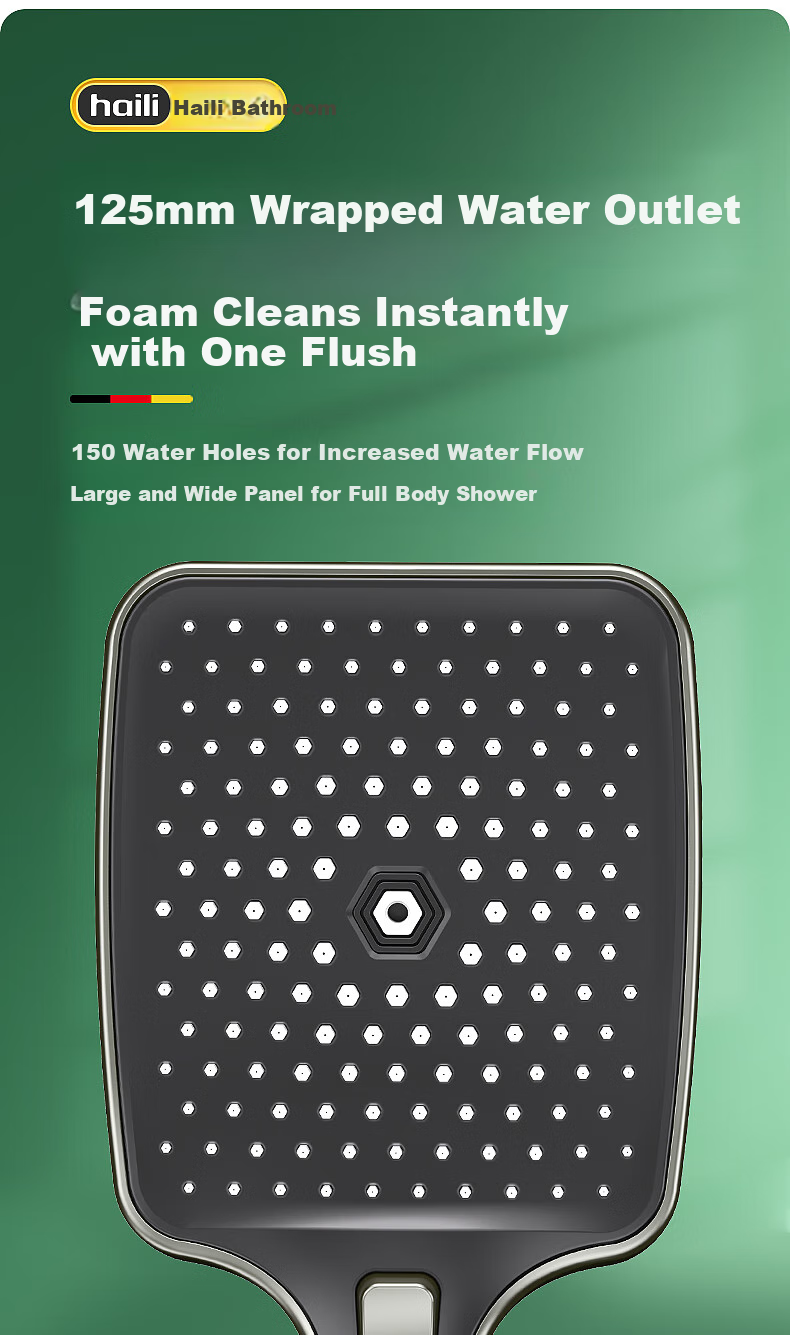Haili Large Panel Powerful High-Pressure Shower Head, Bathroom Bathing High-Pressure Handheld Sprayer ZH243Q 9