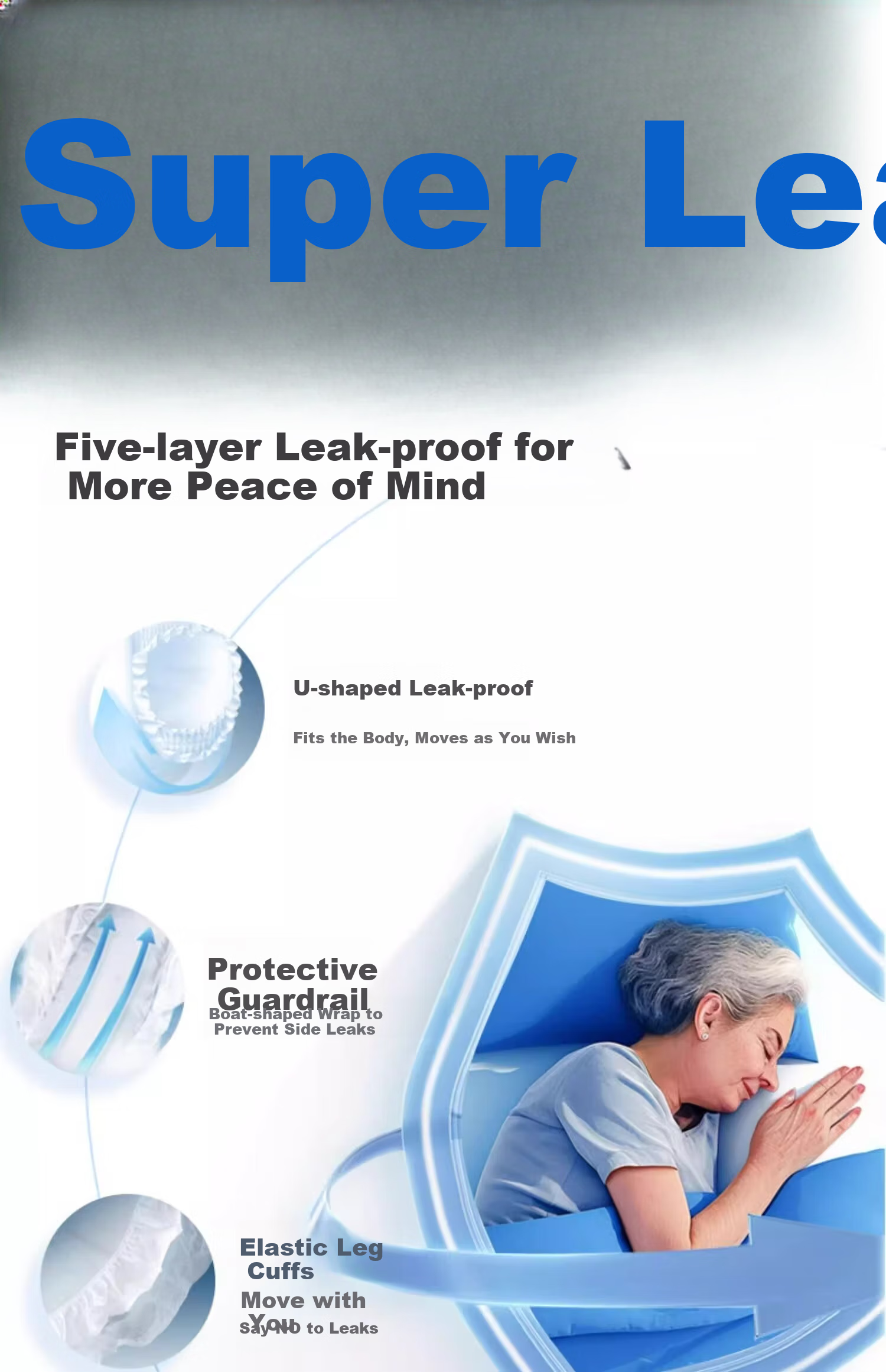 Laolaifu Adult Pull-Up Diapers, Size L, 20 Pieces, Waist Circumference (95-120cm), Elderly Incontinence Pads 11