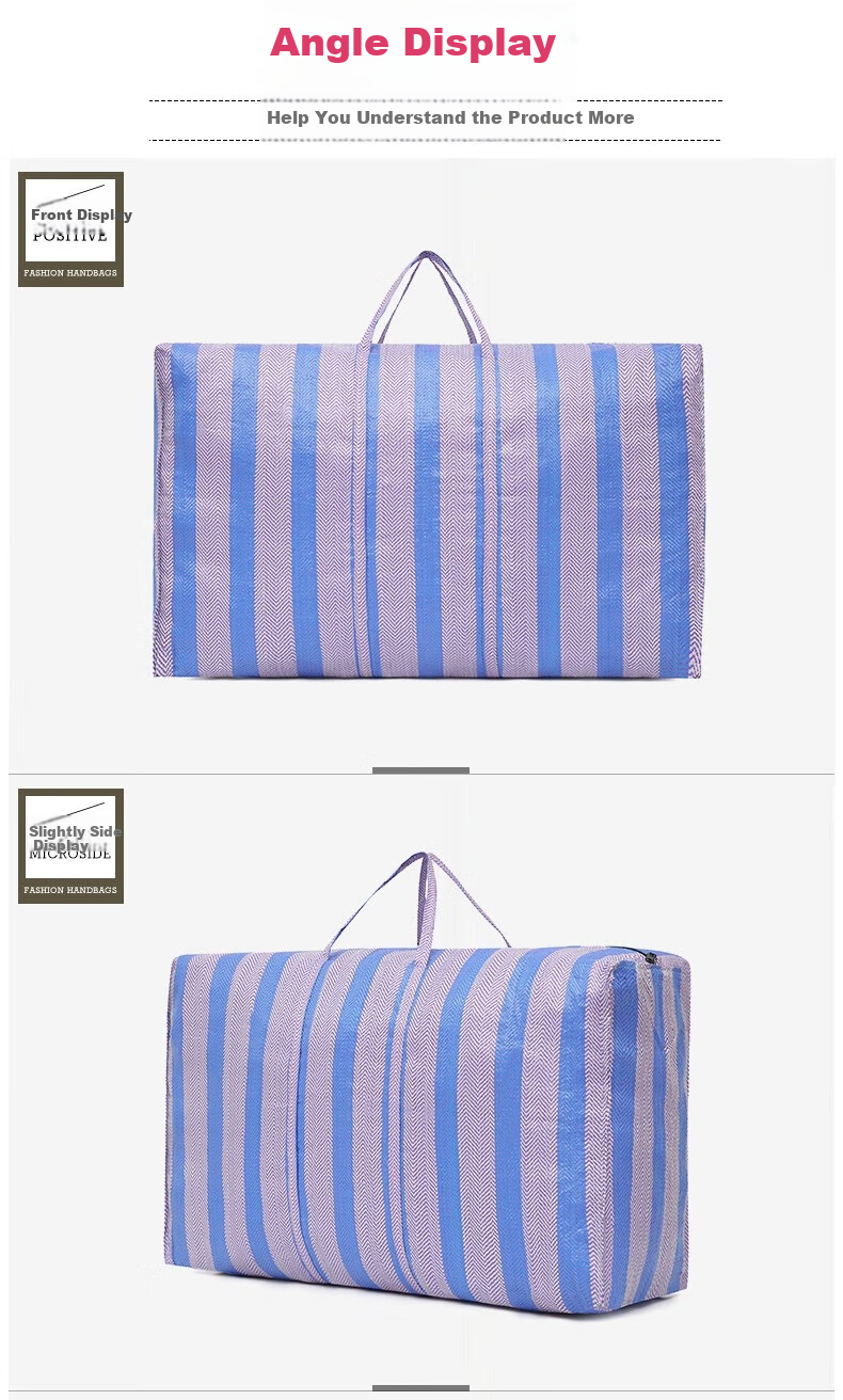 Miaoxinsi PE Woven Bags, Blue And White Plaid Moving Bags, Snake Skin Bags, Packing Essentials, 151L Blue, Pack of 3 14