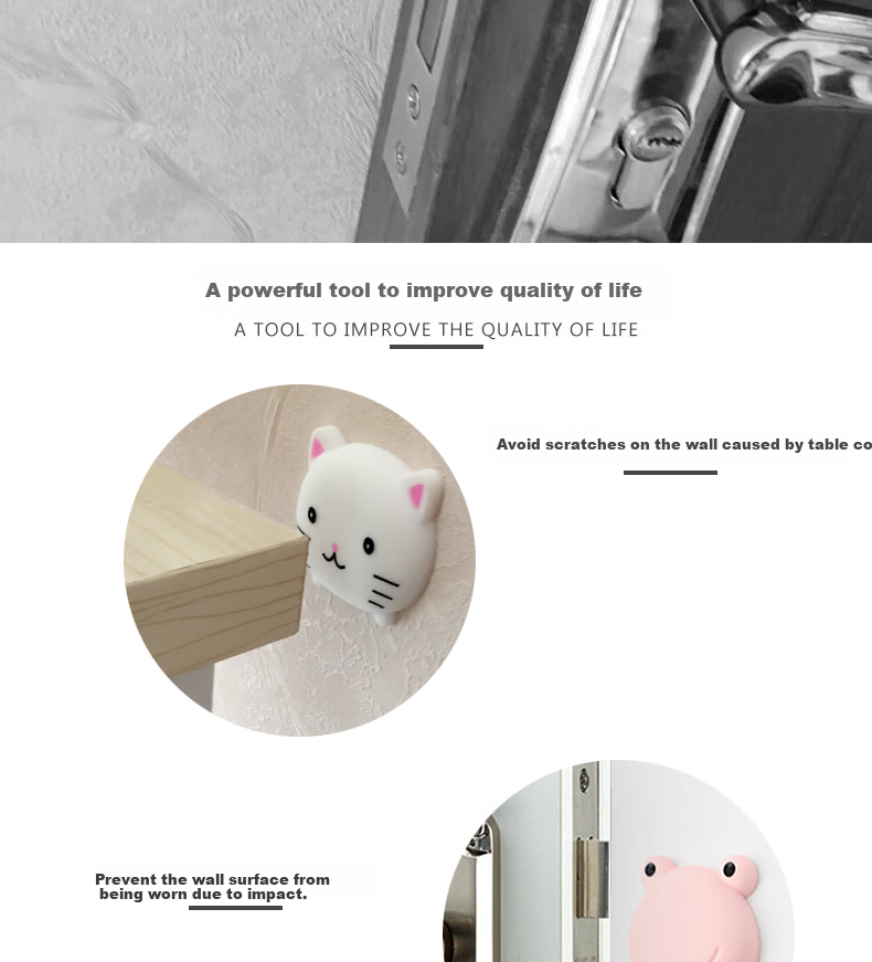 Gongxun Door Handle Anti-Collision Sticker, Refrigerator Cabinet Door Wall Buffer Pad, Entrance Silicone Door Bumper, Animal Transparent, 6-Pack 4