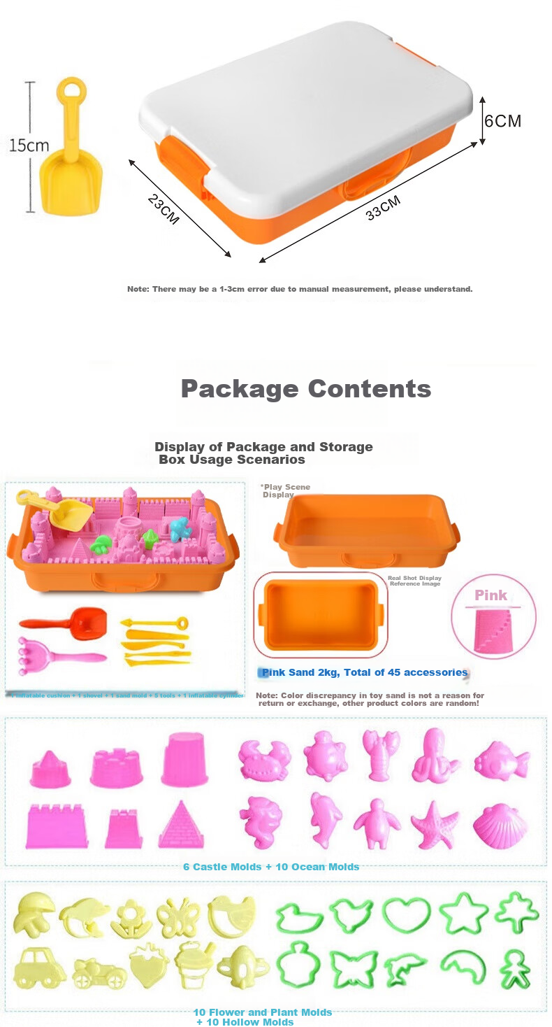 Letrel Children's Space Toy Sand Set, Beach Castle Digging Tools, Safe Non-Toxic Non-Sticky Hands, Gift for Boys And Girls 9