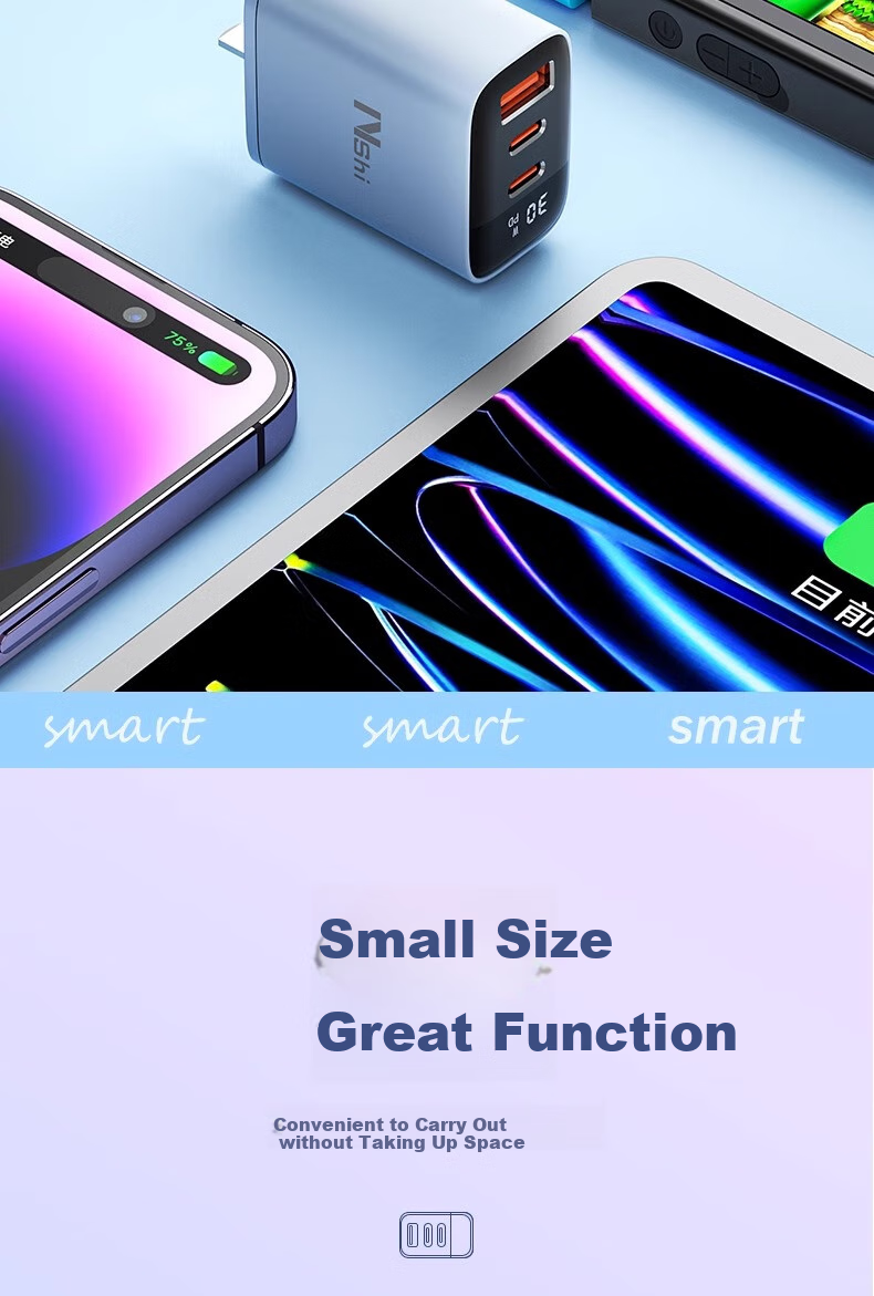 Nengshi 300W Multi-Port Charger with Digital Display, Type-C Fast Charging PD Compatible with Apple, Huawei, Xiaomi, Vivo, Honor, OPPO Phones, Universal Multi-Port Smart Plug USB Android Black 14