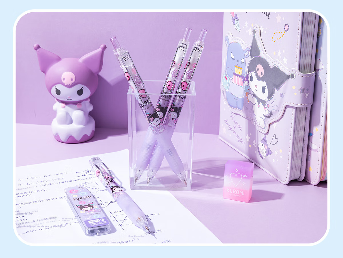 IiGEN Mechanical Pencil Stationery Sanrio Elementary School First Grade 0.5mm Soft Rubber Grip Low Center of Gravity Not Easily Broken Pencil School Supplies Essential Mechanical Pencil Pochacco One Piece 9611 19